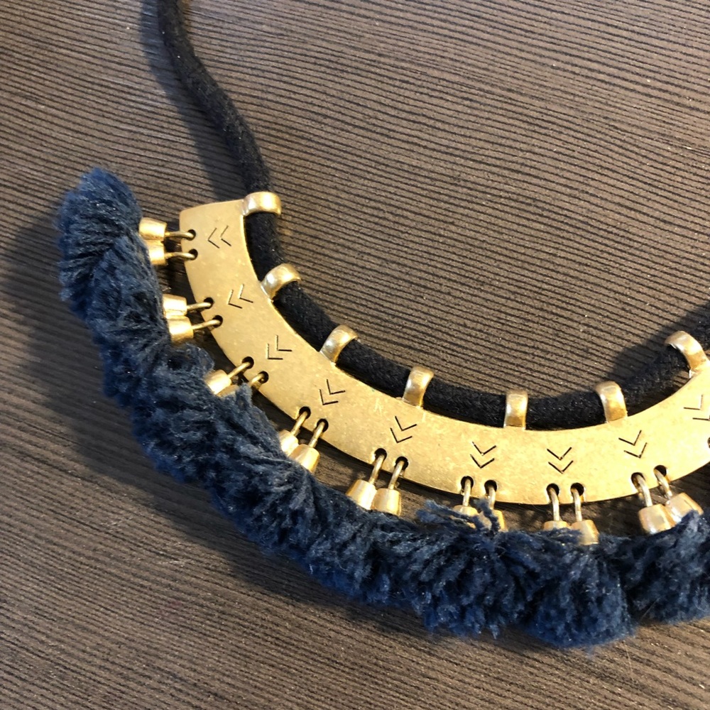 Madewell Gold and Navy Tassel Collar Necklace - Picture 2 of 5